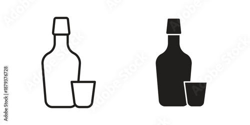 Vodka icons for web design set in black stroke and solid style. EPS10