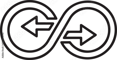 Continuous integration loop symbol with directional arrows illustrating iterative cycle for modern software development