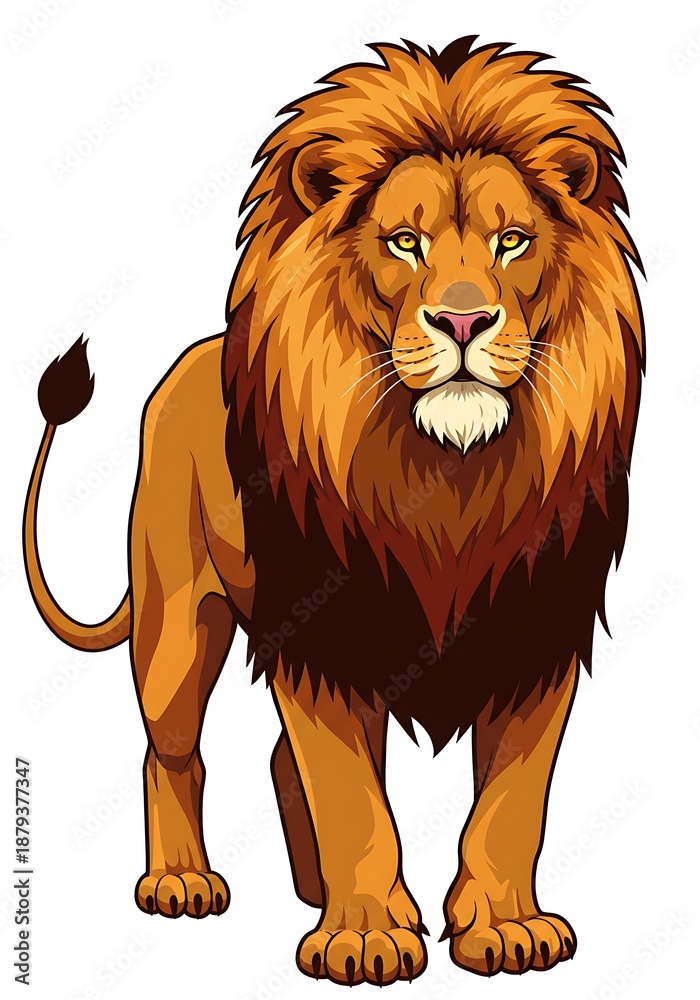 Obraz premium 威風堂々たるライオン：緻密なイラストレーション