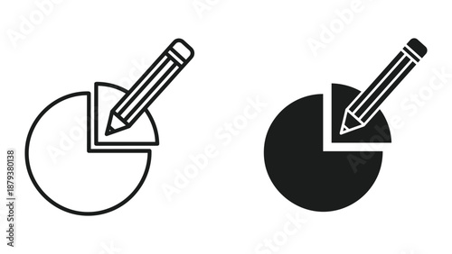 Pencil marking pie chart illustration