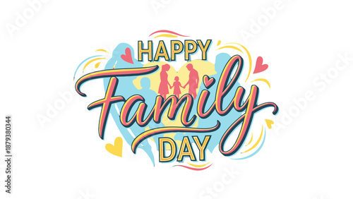 Colorful Happy Family Day Greeting Card Design.