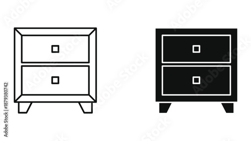 Simple bedside table with two drawers