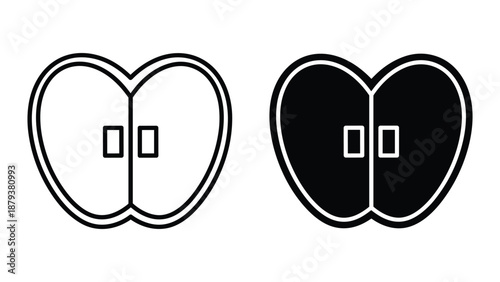 Simple black and white heart shape icon set
