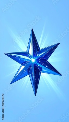 Radiant Blue Star Shining Brightly Against a Light Blue Sky.