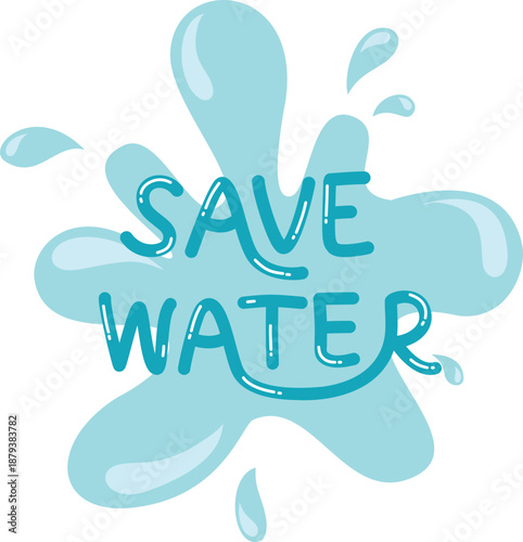 Save water campaign poster with blue splashes