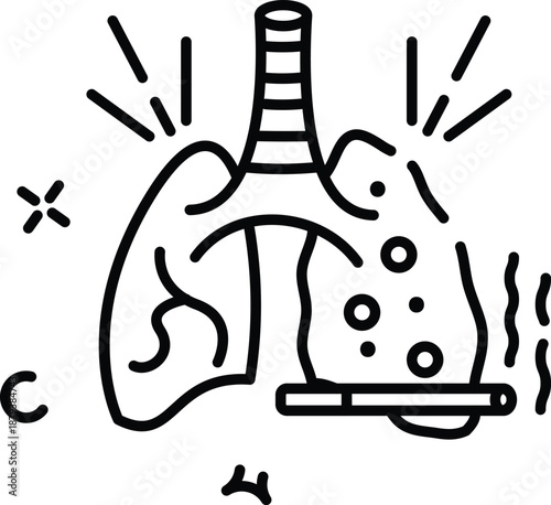 Stylized artistic illustration of human lungs with bronchial tubes and alveoli