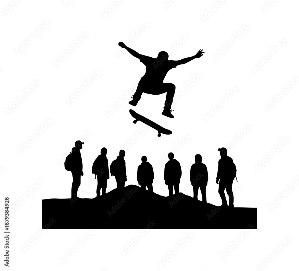 Obraz premium Skateboarder Performing Trick