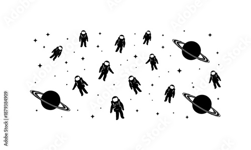 Astronauts and Planets in Space