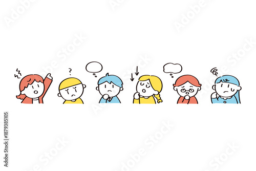 悩み考える子供たちのイラスト