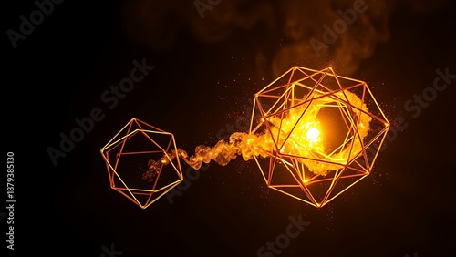 Molten gold forming impossible geometric shapes in zero gravity, defying physical laws.