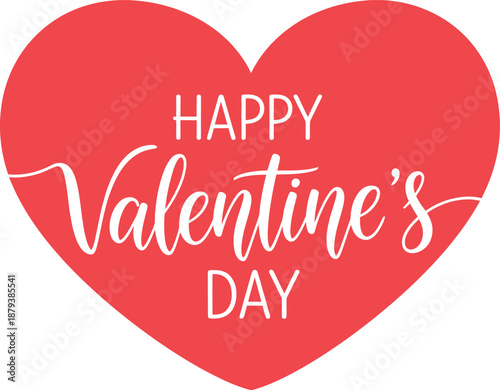 Large Red Heart With Happy Valentines Day Text In White love romance