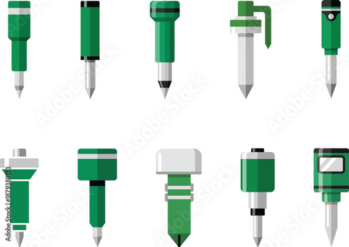 A Collection of Flat 2D Soil Moisture Sensor Icon for IoT Precision Farming and Sustainable Agriculture