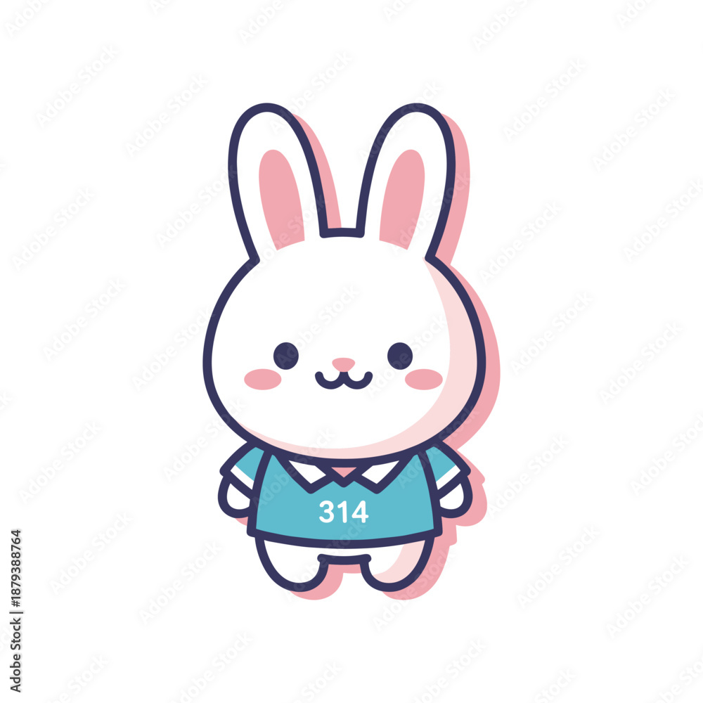 Obraz premium Cute cartoon rabbit wearing blue jersey with number 314