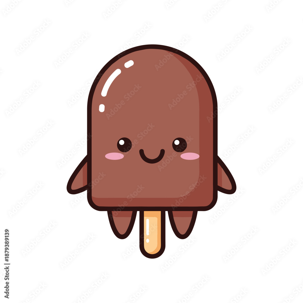Obraz premium Chocolate Ice Cream Popsicle Vector Illustration