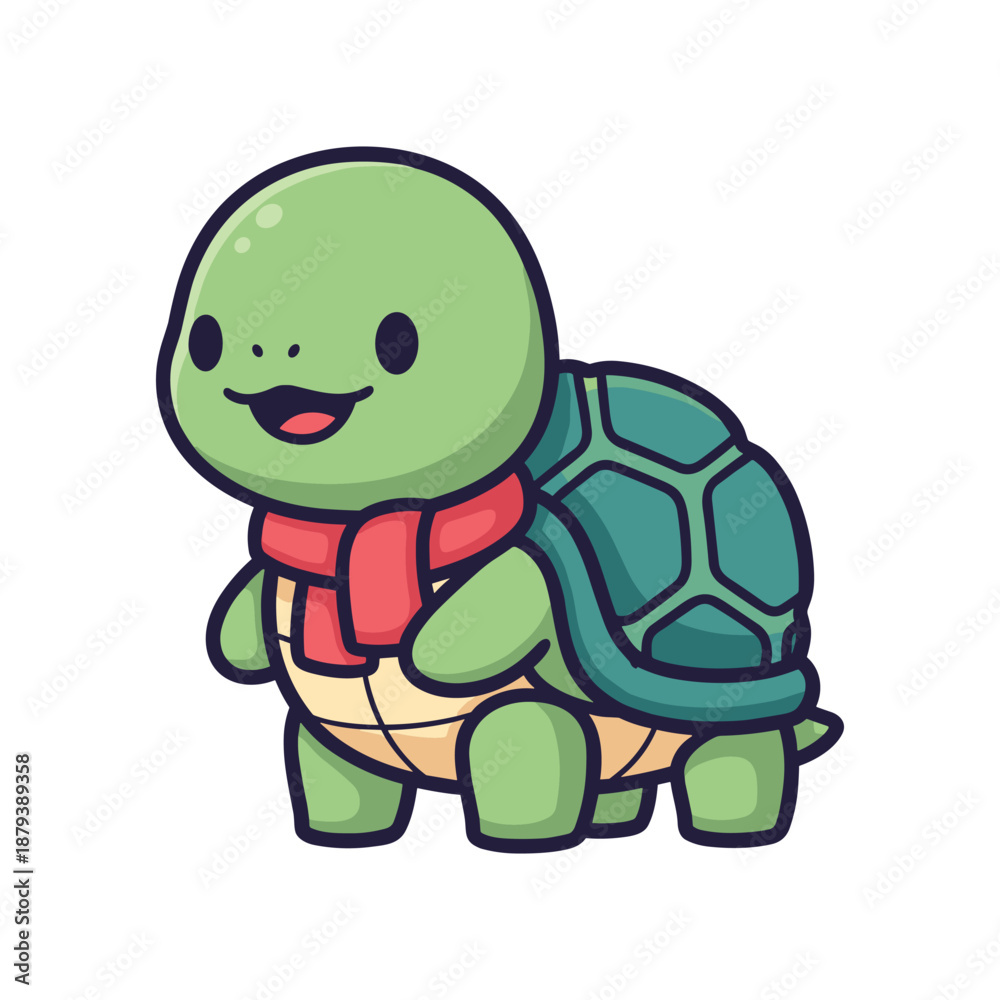 Obraz premium Cute Cartoon Turtle Vector Illustration