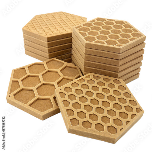 Stack of honeycomb acoustic tiles for soundproofing and interior design
