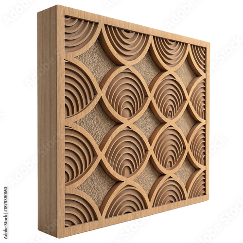 Enhance your space with this wooden sound diffuser wall block, featuring carved wave geometry for effective acoustic treatment and a modern aesthetic appeal.