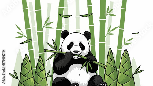 panda with bamboo