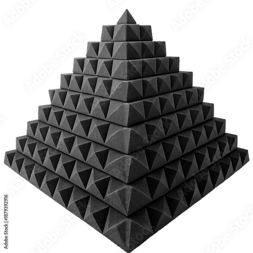Stack of pyramid acoustic foam blocks for soundproofing and audio insulation in professional recording studios and home offices