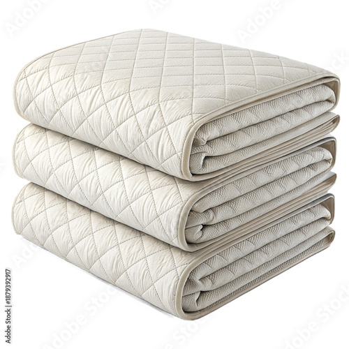 Stack of folded acoustic blankets for soundproofing and comfort in home, office, or recording studio settings
