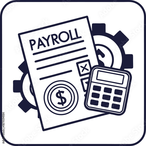 Payroll Process Illustration: A meticulous payroll document lies at the heart of the image. The scene portrays the essential elements of payroll management