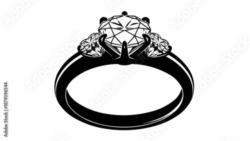 Elegant Diamond Engagement Ring with Three Stones.