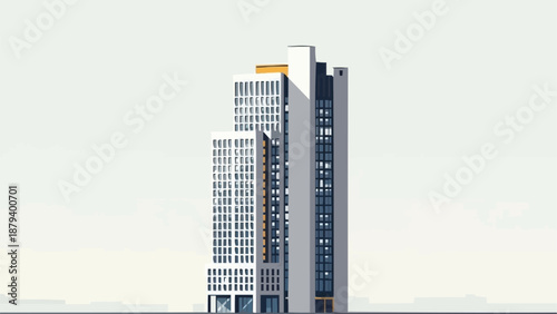 Modern High Rise Office Building Exterior View.
