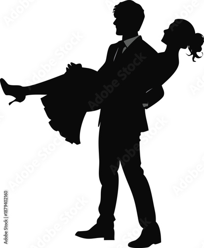 Silhouette Of A Boy Carrying A Girl Bridal Style