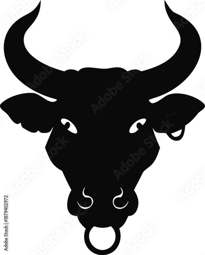 Silhouette Of A Bull Head With A Nose Ring