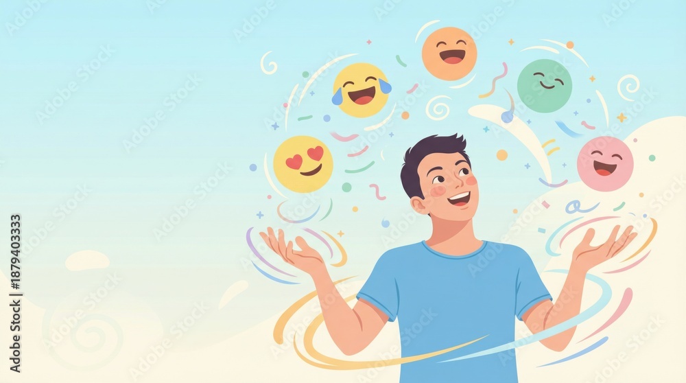 Fototapeta premium person juggling emotions playful metaphor for stress management. copy space 