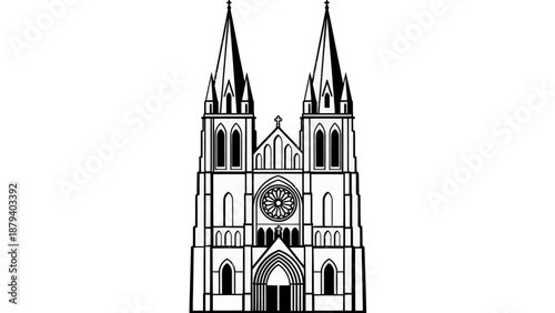 Gothic Cathedral Architecture Vector Design
