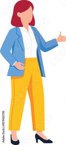 Businesswoman Illustration with Thumbs Up Gesture