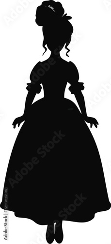 Girl Wearing A Powdered Wig And 18th-century Dress Silhouette