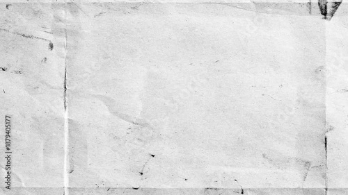 Aged white paper background with fold lines, tape marks, and grunge textures for vintage motion graphics overlays.Stop motion animation 4k