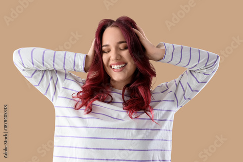 Happy young young woman wit...