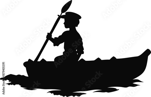 Silhouette Of A Boy Crossing The Delaware In A Boat