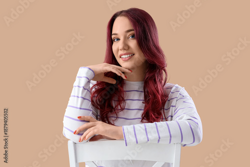 Young young woman with red ...