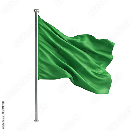 Green flag waving on a pole png