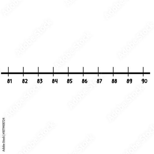 Number line 81 to 90 perfect for counting beyond 80, classroom materials, and playful children’s arithmetic learning designs.