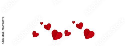 A single red heart on a transparent background. Valentine's Day paper cutout decoration.