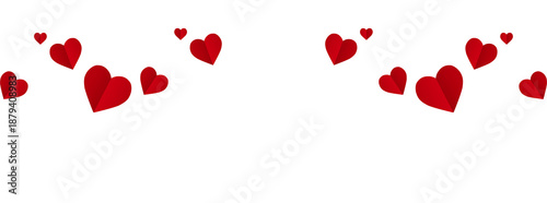 A single red heart on a transparent background. Valentine's Day paper cutout decoration.