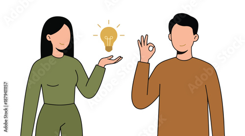 Sharing innovative ideas, collaboration, and mutual agreement illustration