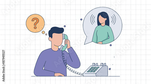 Man making a phone call for customer service or seeking information