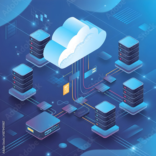 Abstract Blue Cloud Storage Concept for Digital Infrastructure and Hosting