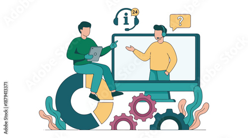 Online customer support and technical assistance with digital consultation