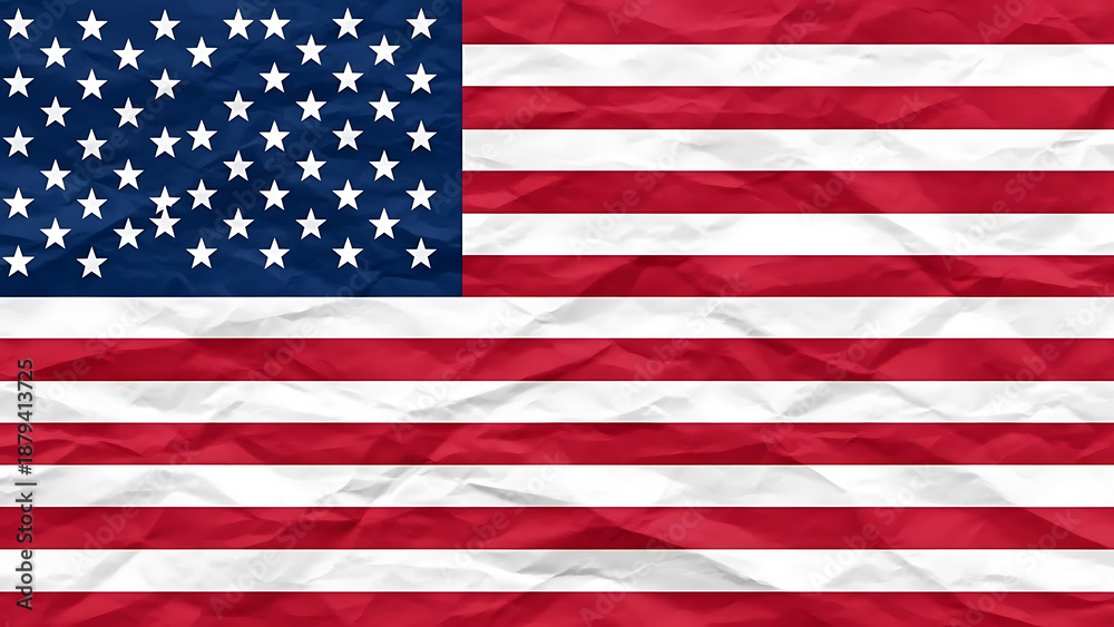 Fototapeta premium American Flag With Wrinkled Paper Texture