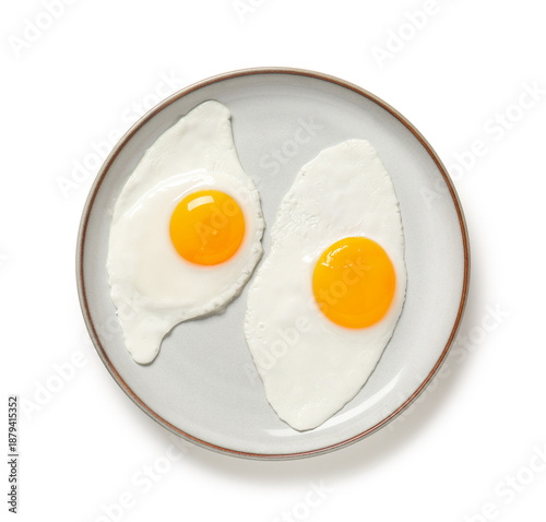 Plate with tasty fried eggs...