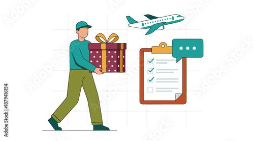 Fast gift delivery service with courier, airplane, and order tracking
