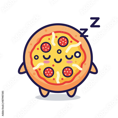 Cartoon Pizza Character Sleeping Peacefully