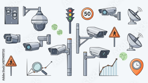 Security surveillance and traffic control elements collection.